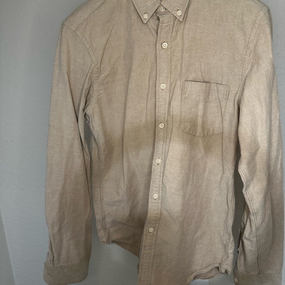 J. Crew Tan Casual Button Down Shirt Classic Collar Lightweight